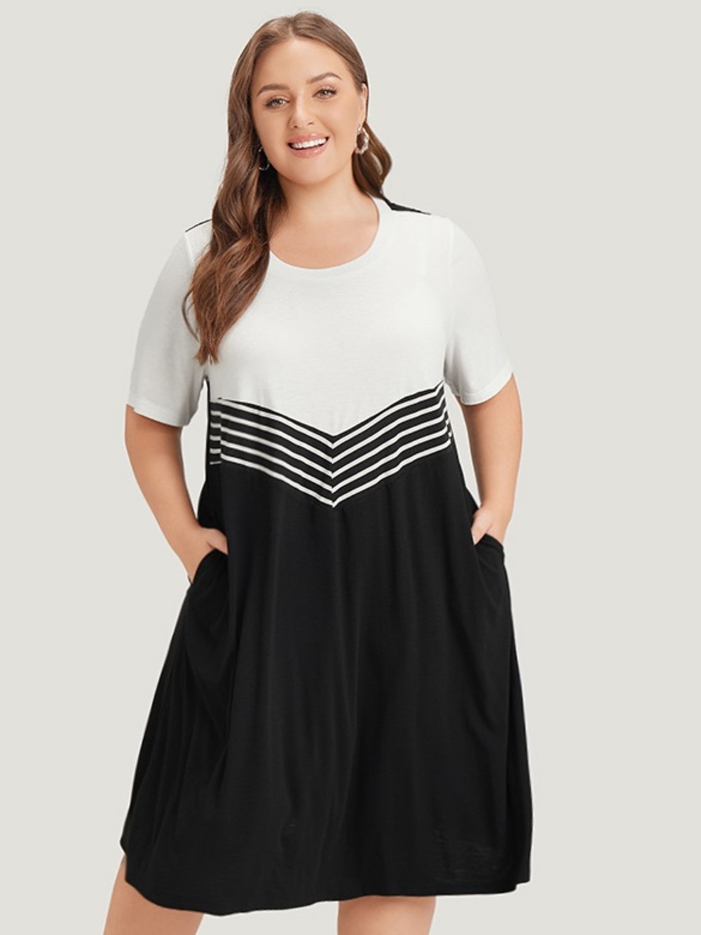 BLOOMCHIC Black and White Colorblock Pocket dress 26 4X NWT